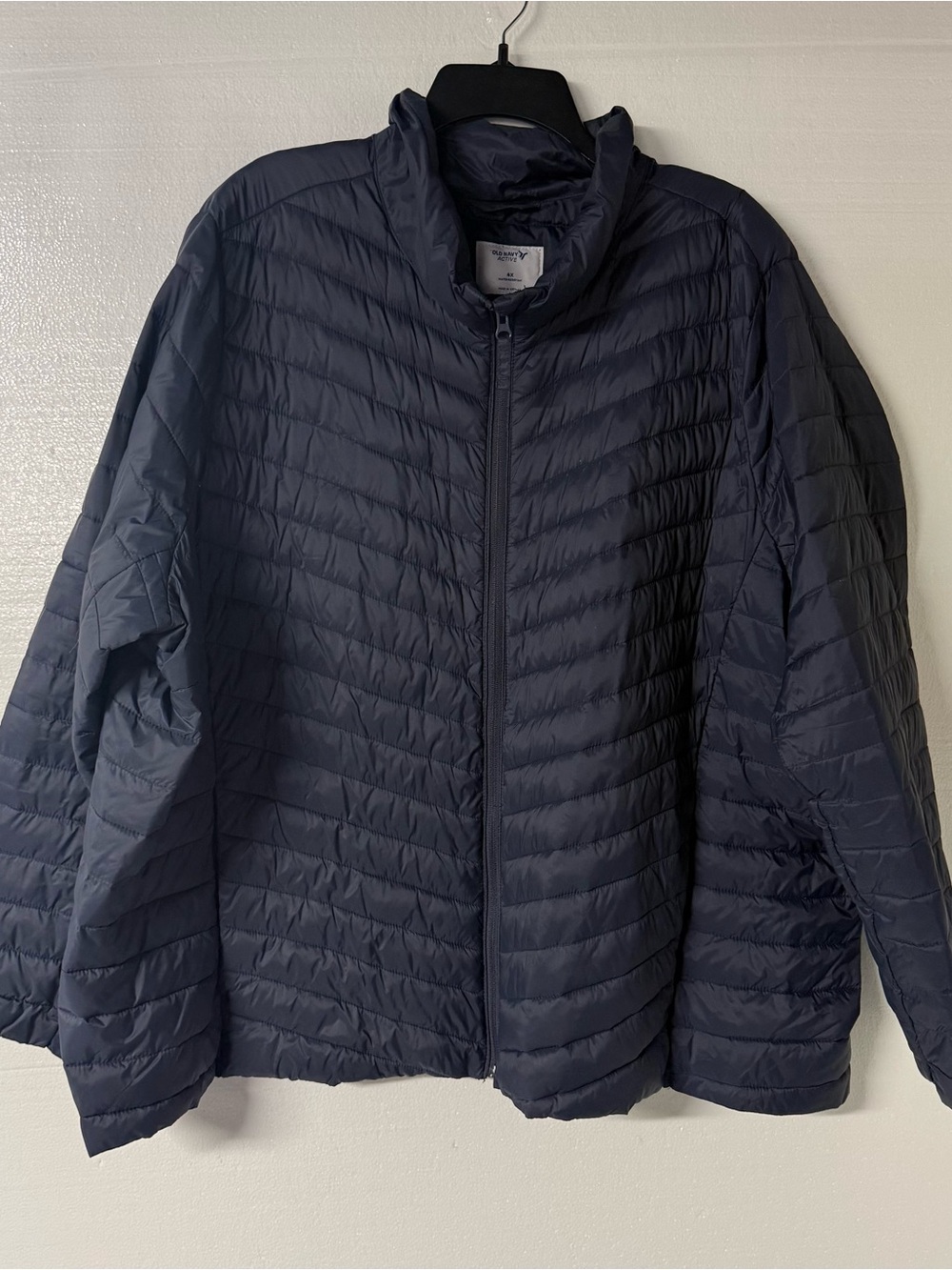 Old Navy Coat Women 4X Blue Lightweight Packable Navy Puffer Full Zip Mock Neck